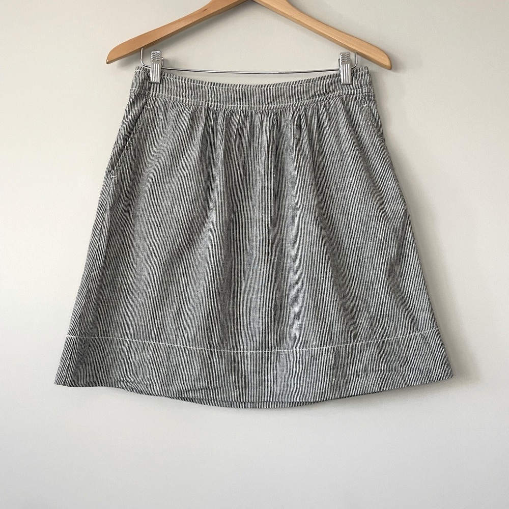Eileen Fisher Black and White Pinstripe A-Line Skirt